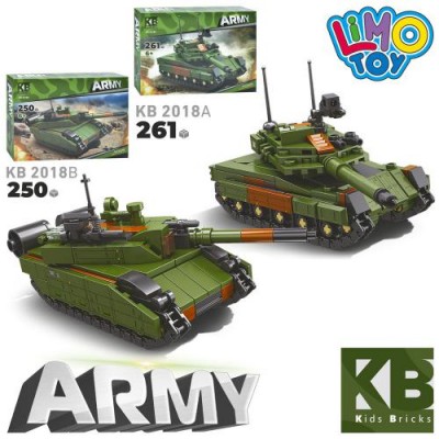 Конструктор военный, танк, 2 вида 250 деталей, 261 деталь Limo Toy KB-2018 