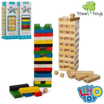 Настольная игра Tree Toys Башня Дженга MD1211, 51 деталь