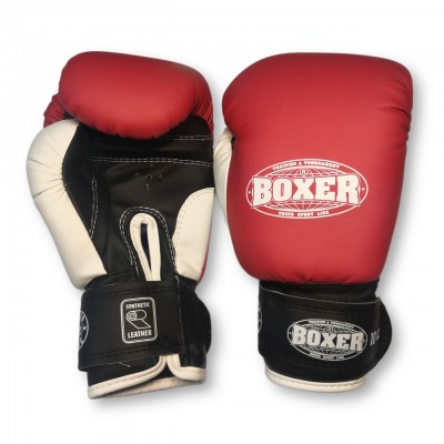 БОКСЕРСКИЕ ПЕРЧАТКИ BOXER 10 ОZ КОЖВИНИЛ КРАСНЫЕ 