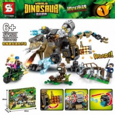 Конструктор 1509 (18шт) JW,динозавры, мотоцикл, фигурки, 610дет, в кор-ке, 42,5-30-7см