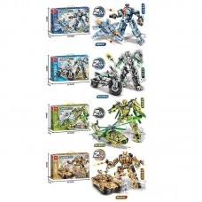 Конструктор 8009-8012 (20) "Трансформер", 4 вида, 2 варианта сборки, в коробке
