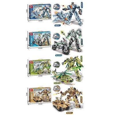 Конструктор 8009-8012 (20) "Трансформер", 4 вида, 2 варианта сборки, в коробке