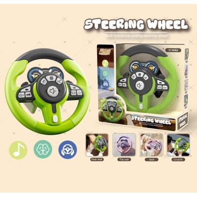 Руль музыкальный SJ 804 B-1 (36) звук транспорта, песни, мелодии, на присосках, ремешок, в коробке  2 вида