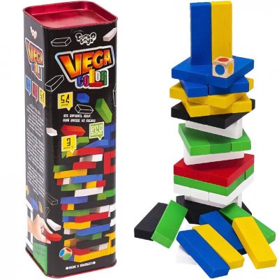 Деревянная настольная игра Danko Toys Vega (Вега) Дженга (Jenga) GVC-01U Разноцветная