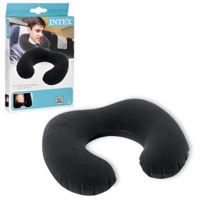 Подушка надувная Intex Pillow подкова черная 68675 36х30х10см